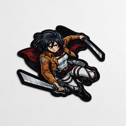 Mikasa Ackerman Attack on Titan Cut-out Flat Rug | Iconic Anime Warrior Flat Rug | Premium Manga Room Decor