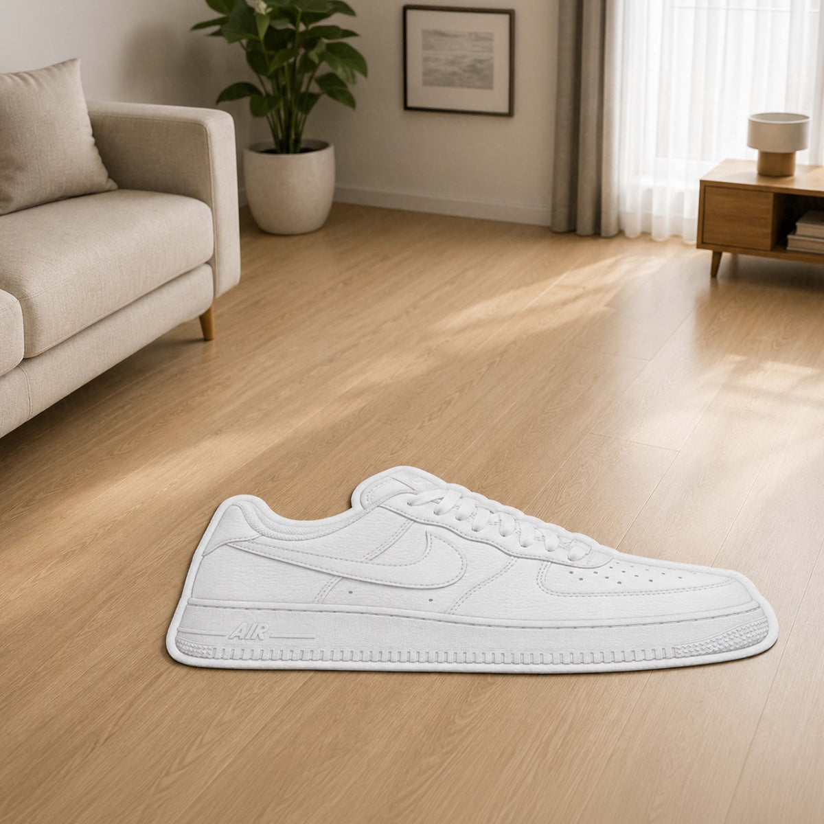 Nike Air Force 1 Low White Cut-out Flat Rug | Classic Sneaker Flat Rug | Premium Streetwear Room Decor