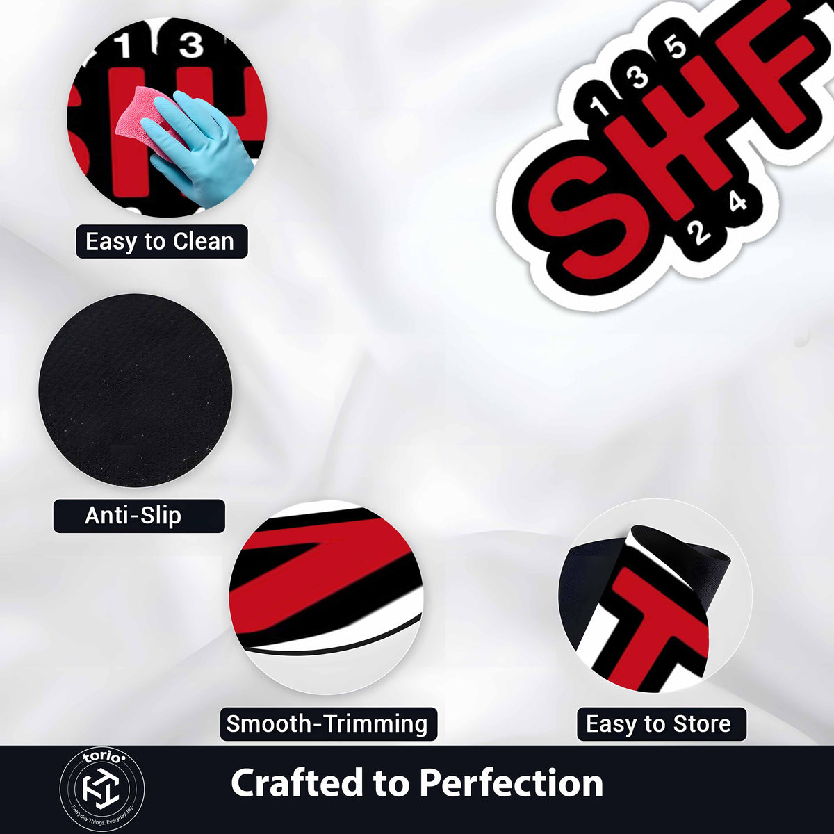 5-Speed Manual Gear Shift Flat Rug | SHFT Racing Shifter Floor Mat | Performance Car Enthusiast Automotive Room Decor