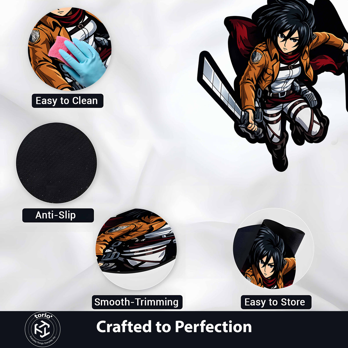 Mikasa Ackerman Attack on Titan Cut-out Flat Rug | Iconic Anime Warrior Flat Rug | Premium Manga Room Decor