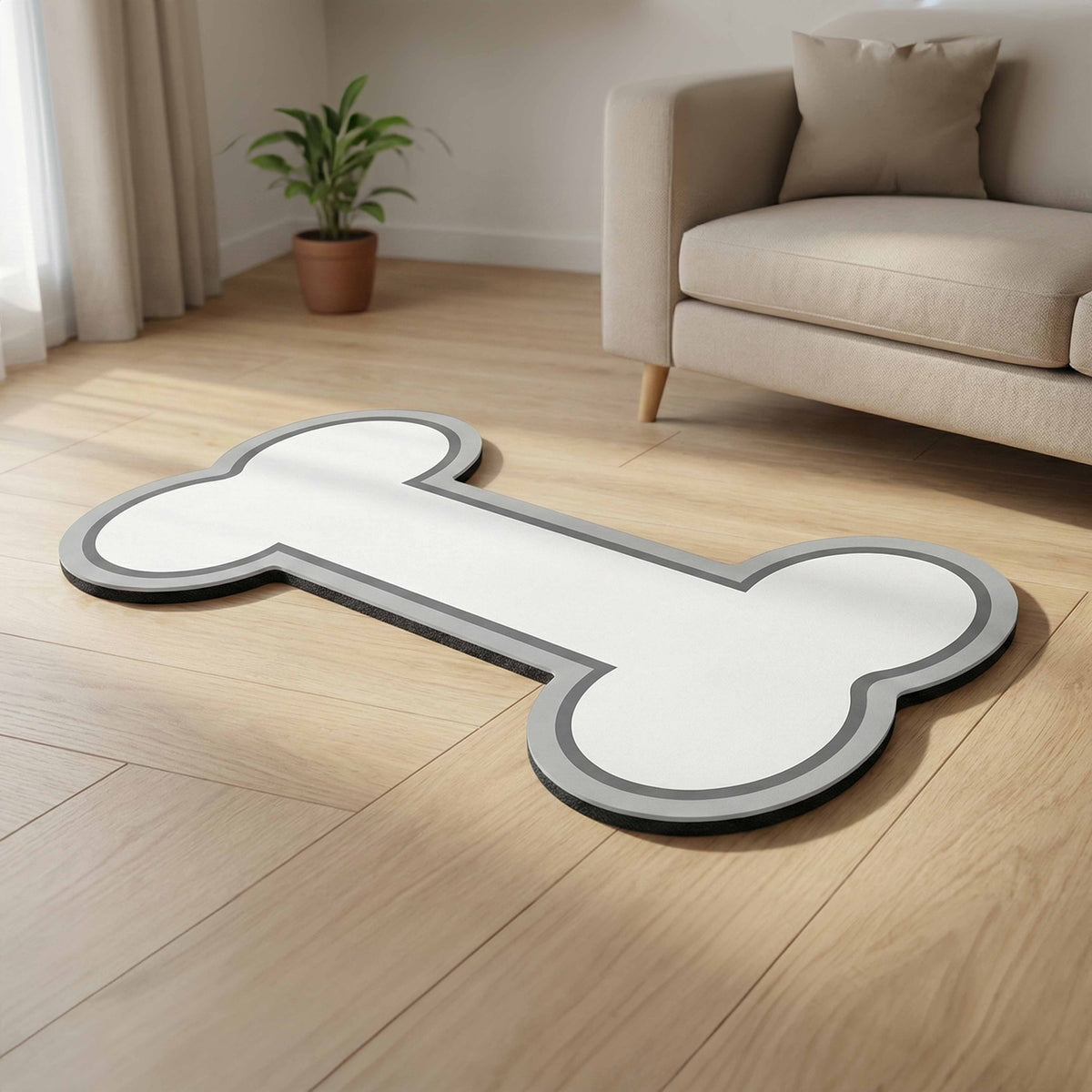 Minimal Bone Shape Floor Mat (3 mm Thick) | Cute Pet-Inspired Decorative Mat for Bedroom, Living Room & Creative Spaces