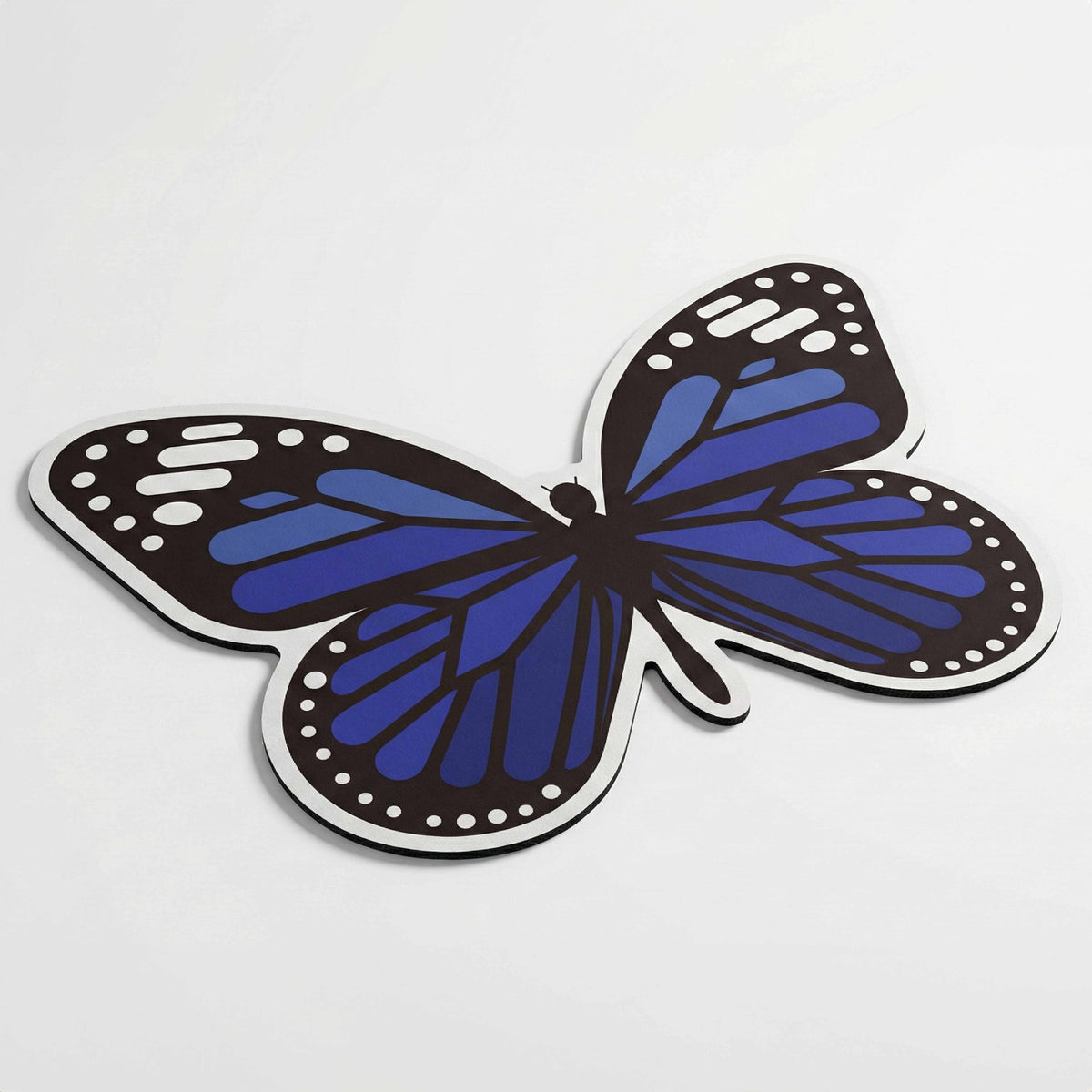 Blue Butterfly Art Floor Mat (3 mm Thick) | Aesthetic Butterfly Shaped Flat Rug for Living Room, Bedroom, Entryway & Modern Home Decor