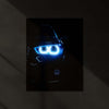 BMW LED Neon Metal Frame Blue Halo Headlight Automotive Wall Art | Luxury Car Enthusiast LED Decor
