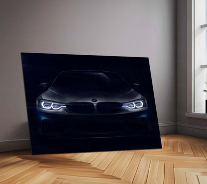 BMW LED Neon Metal Frame Luxury Performance Car Wall Art | BMW LED Headlight Glow Metal Decor