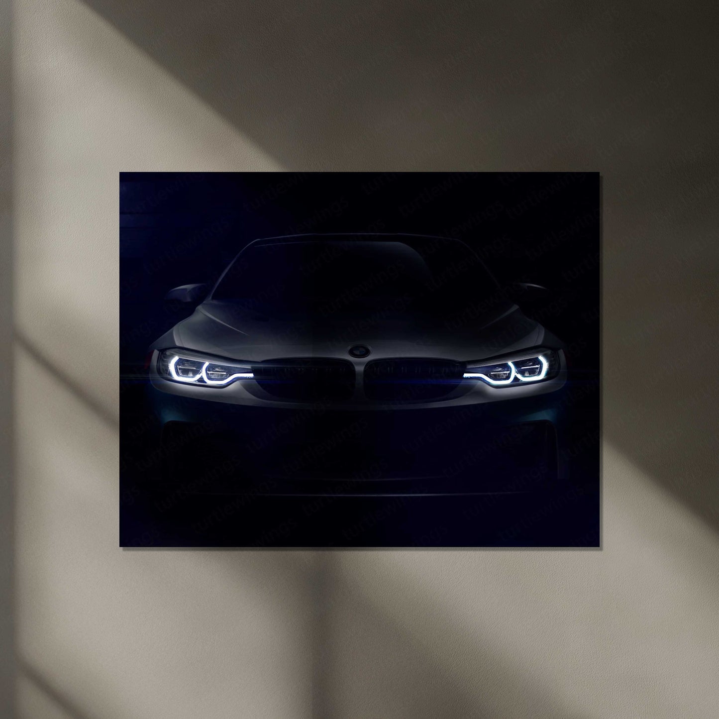 BMW LED Neon Metal Frame Luxury Performance Car Wall Art | BMW LED Headlight Glow Metal Decor