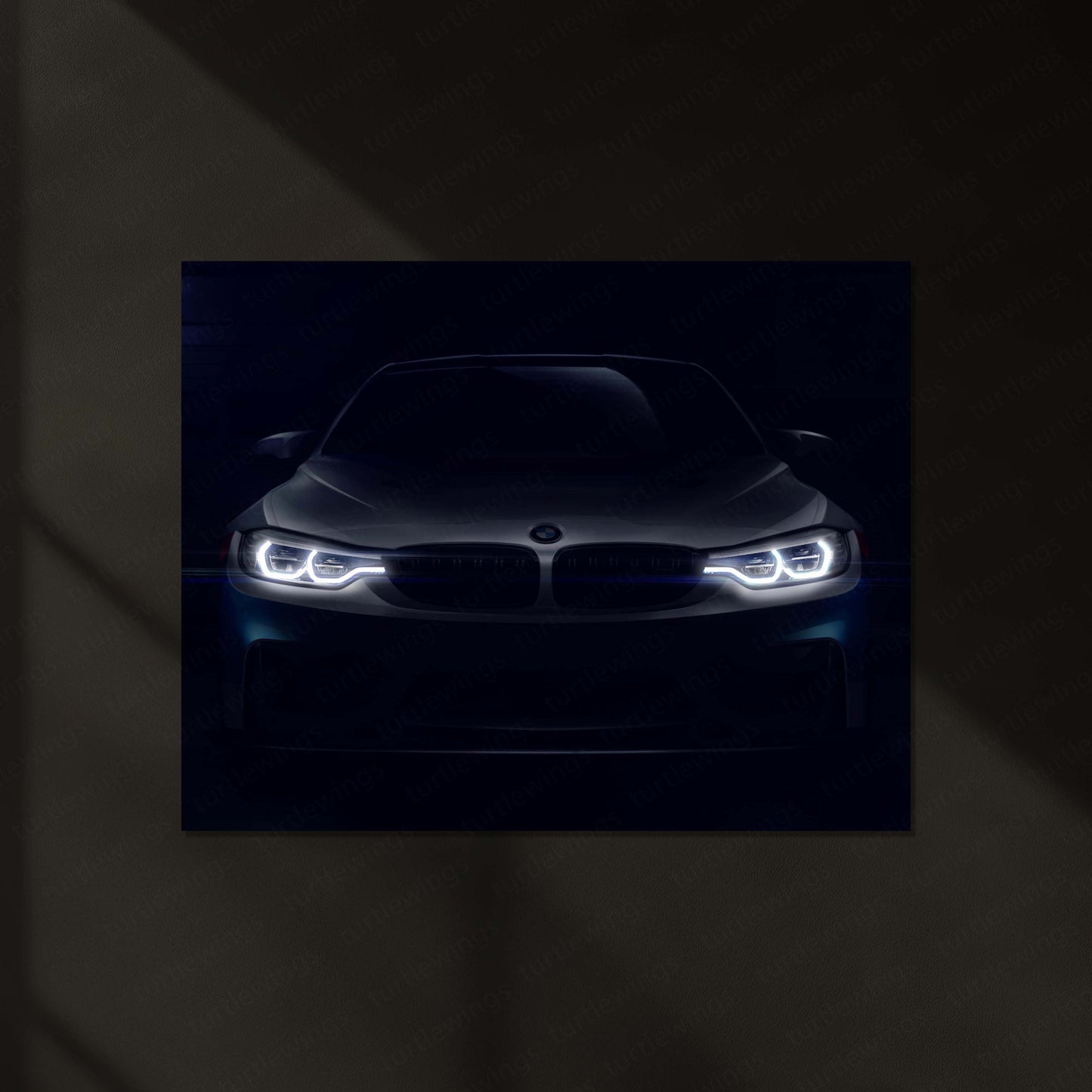 BMW LED Neon Metal Frame Luxury Performance Car Wall Art | BMW LED Headlight Glow Metal Decor