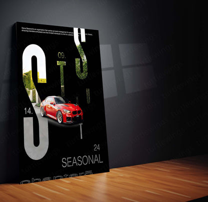 Car Metal Poster | BMW M2 Status Seasonal Metal Frame | Automotive Wall Art | Premium Car Enthusiast Poster