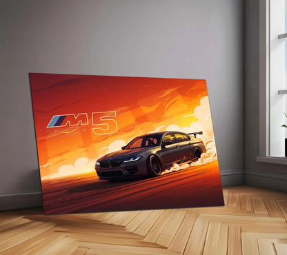BMW M5 | High-Performance Street Beast Metal Frame Precision Engineering, Power & Speed Wall Art - TURTLEWINGS 
