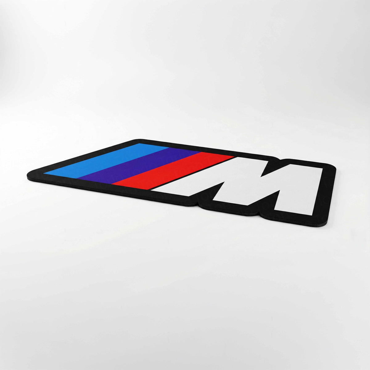 BMW M Performance Logo Floor Mat (3 mm Thick) | BMW M Motorsport Cut-Out Flat Rug for Bedroom, Garage, Gaming Room & Car Enthusiast Decor