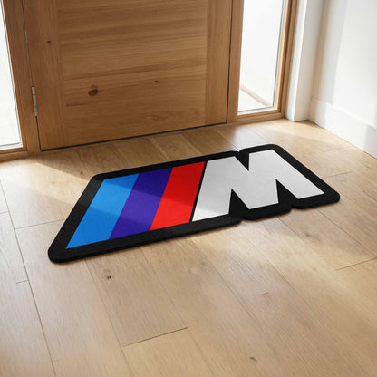 BMW M Performance Logo Floor Mat (3 mm Thick) | BMW M Motorsport Cut-Out Flat Rug for Bedroom, Garage, Gaming Room & Car Enthusiast Decor