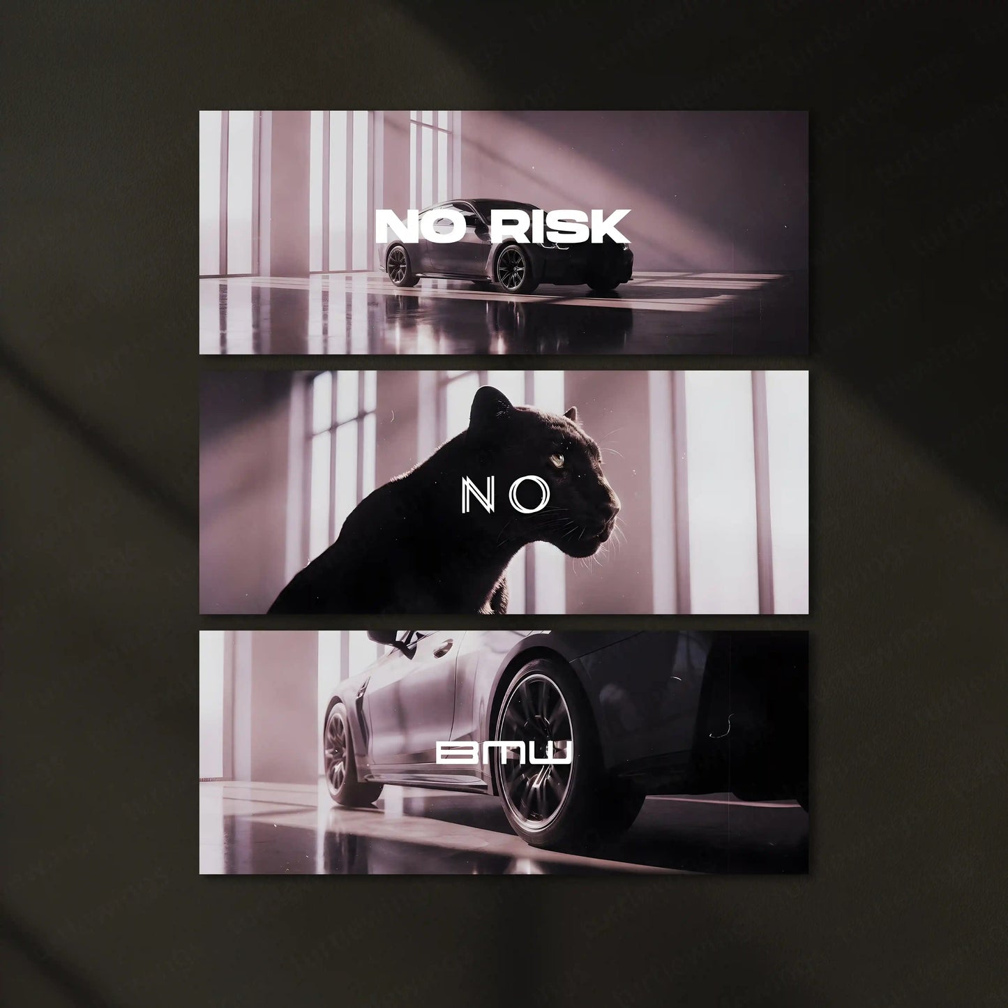 Motivational Metal Poster – Set of 3 | No Risk. No BMW. | Luxury Hustle Wall Art - TURTLEWINGS
