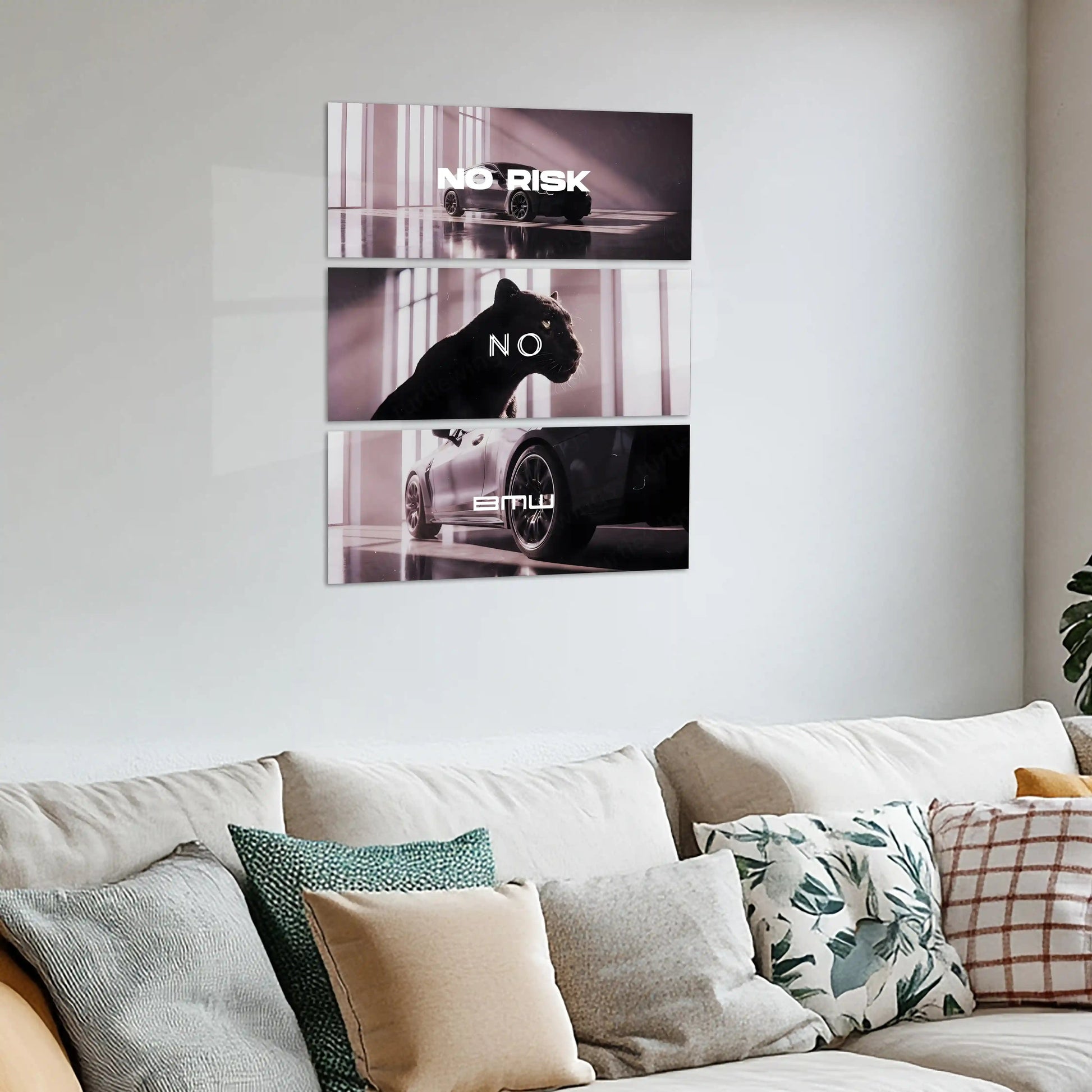 Motivational Metal Poster – Set of 3 | No Risk. No BMW. | Luxury Hustle Wall Art - TURTLEWINGS