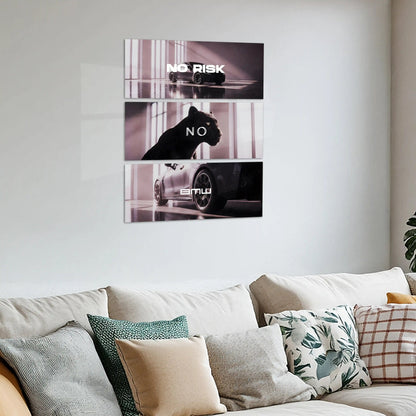 Motivational Metal Poster – Set of 3 | No Risk. No BMW. | Luxury Hustle Wall Art - TURTLEWINGS