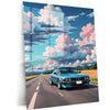 BMW E30 Open Road Metal Poster | Classic BMW 3 Series Scenic Drive Wall Art