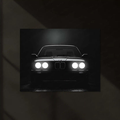 BMW Classic E30 – Icon of Shadows | Retro Performance Legend | Neon LED Metal Frame Poster - TURTLEWINGS