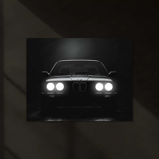 BMW Classic E30 – Icon of Shadows | Retro Performance Legend | Neon LED Metal Frame Poster - TURTLEWINGS