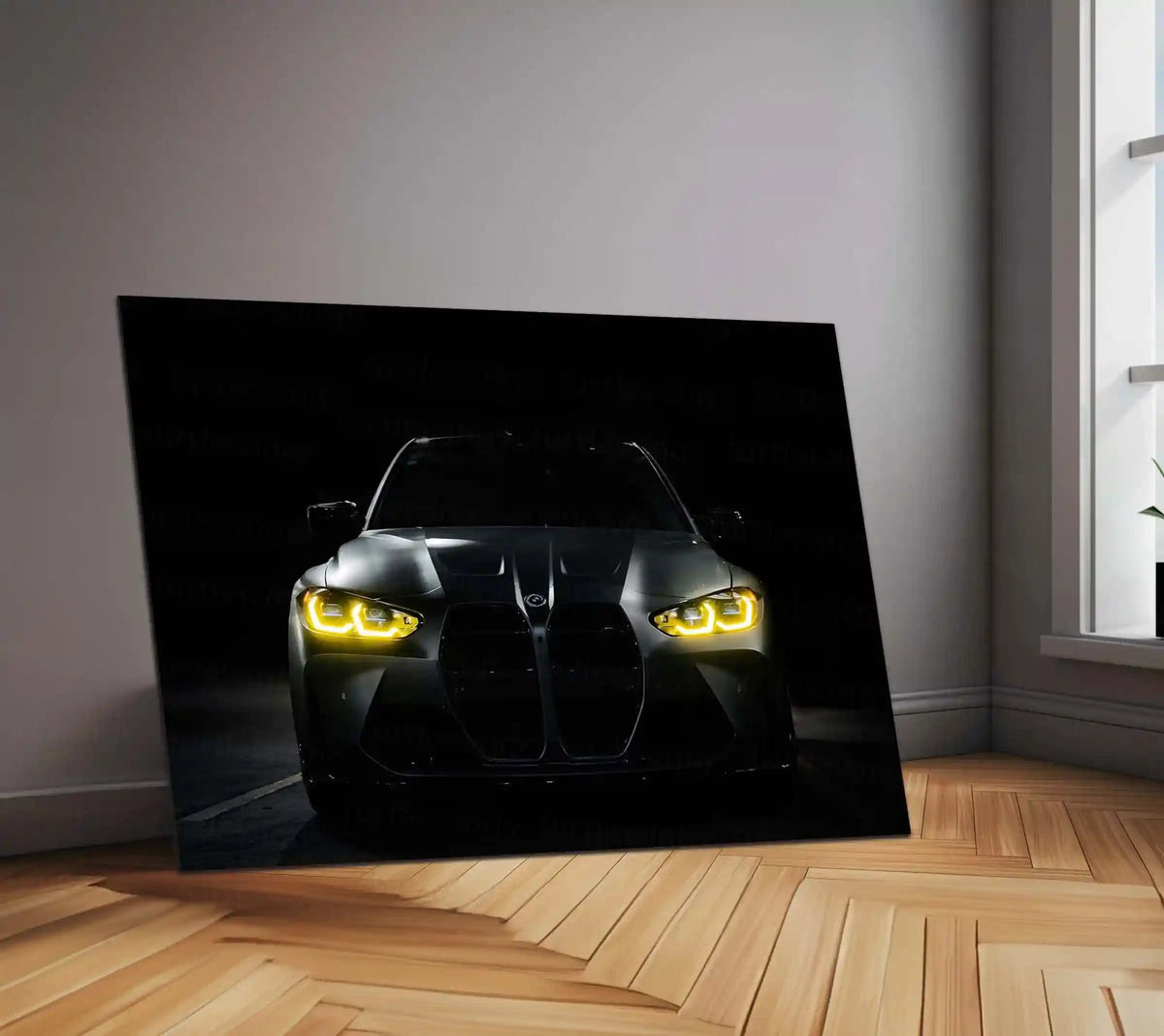 BMW M Series – The Golden Eyes Neon LED Metal Poster | Performance Machine Glow Edition | Luxury Automotive Wall Art - TURTLEWINGS