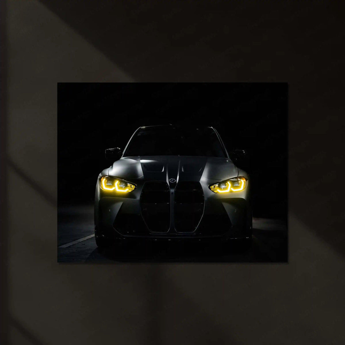 BMW M Series – The Golden Eyes Neon LED Metal Poster | Performance Machine Glow Edition | Luxury Automotive Wall Art - TURTLEWINGS