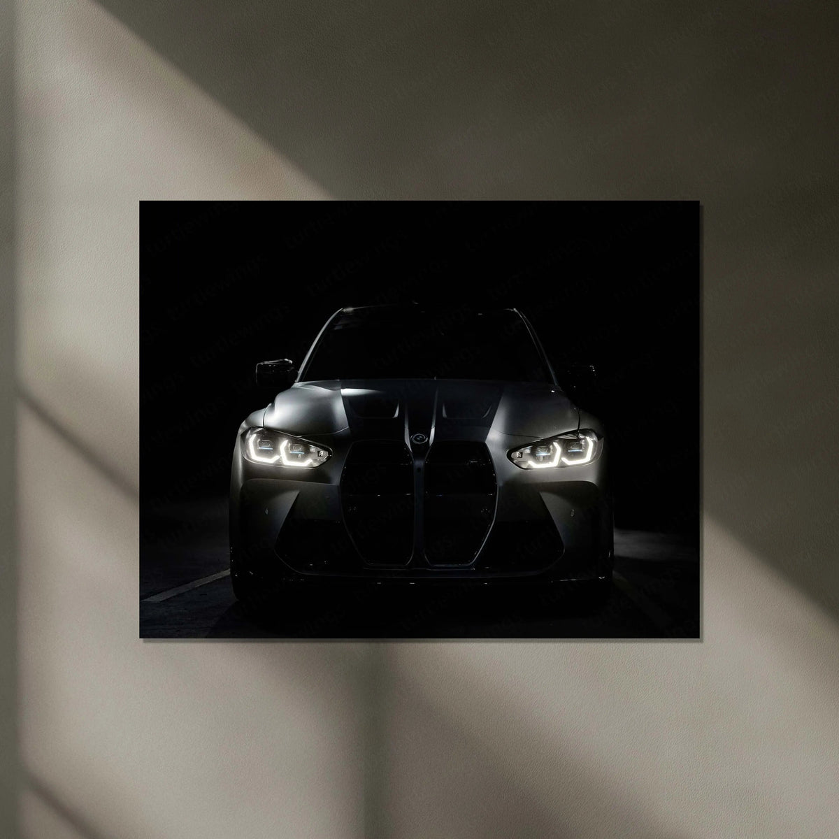 BMW M Series – The Golden Eyes Neon LED Metal Poster | Performance Machine Glow Edition | Luxury Automotive Wall Art - TURTLEWINGS