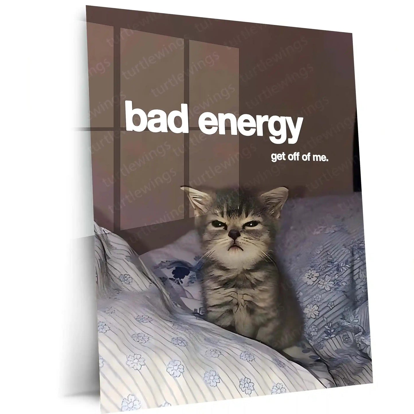 Quote Metal Poster | Bad Energy, Stay Away Metal Frame Savage Calm Energy Wall Art | Modern Boundary Quote Metal Poster - TURTLEWINGS 