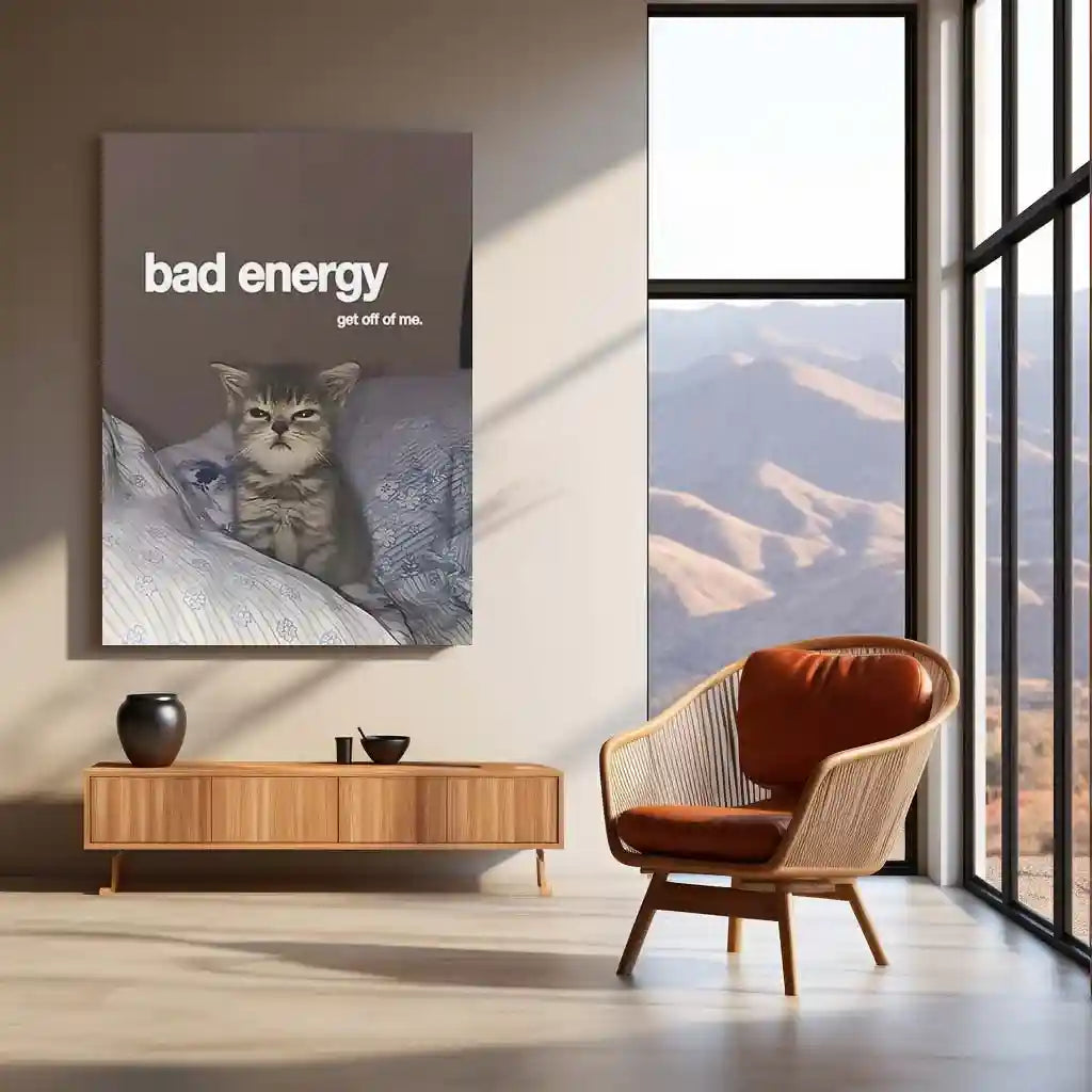 Quote Metal Poster | Bad Energy, Stay Away Metal Frame Savage Calm Energy Wall Art | Modern Boundary Quote Metal Poster - TURTLEWINGS 