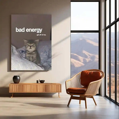 Quote Metal Poster | Bad Energy, Stay Away Metal Frame Savage Calm Energy Wall Art | Modern Boundary Quote Metal Poster - TURTLEWINGS 