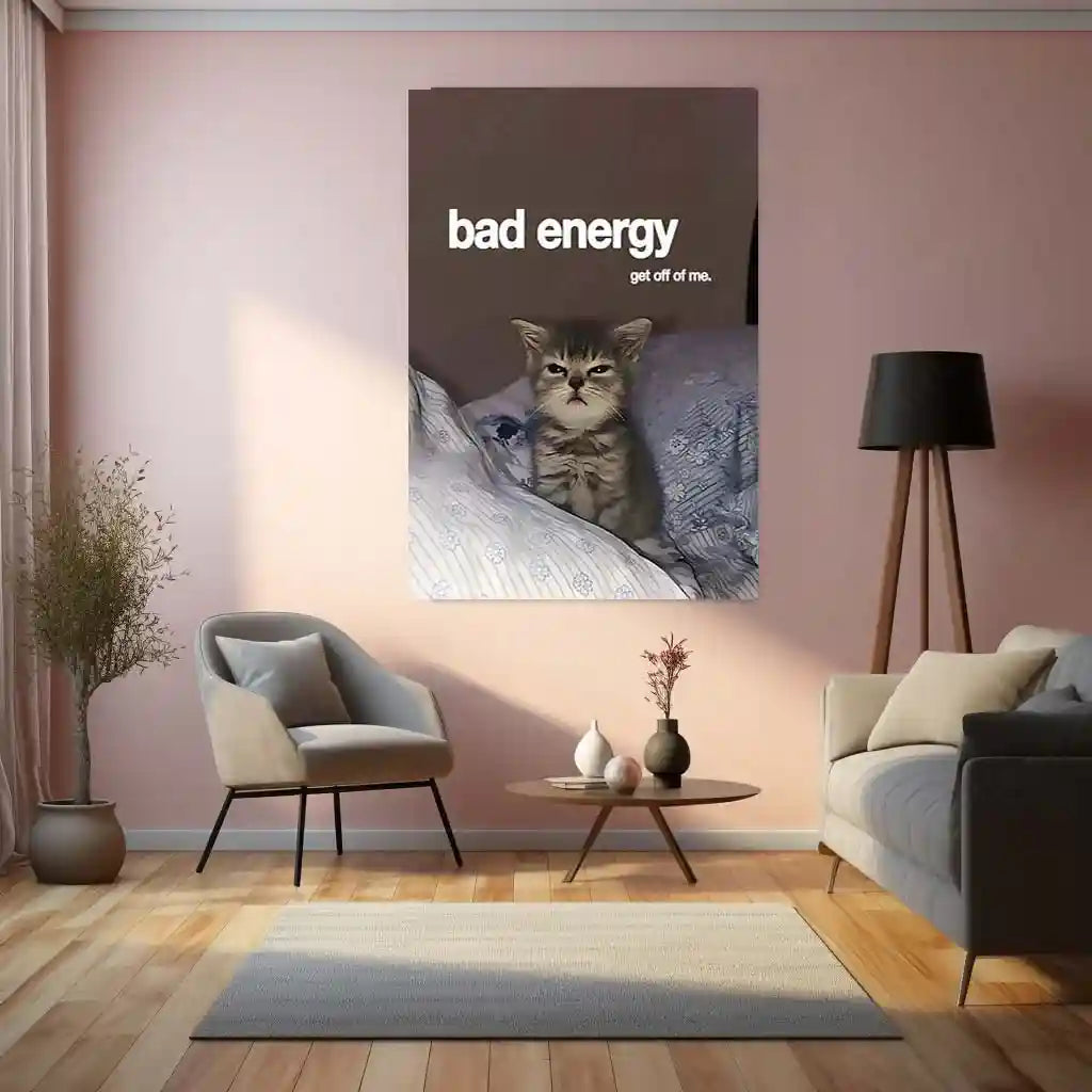 Quote Metal Poster | Bad Energy, Stay Away Metal Frame Savage Calm Energy Wall Art | Modern Boundary Quote Metal Poster - TURTLEWINGS 