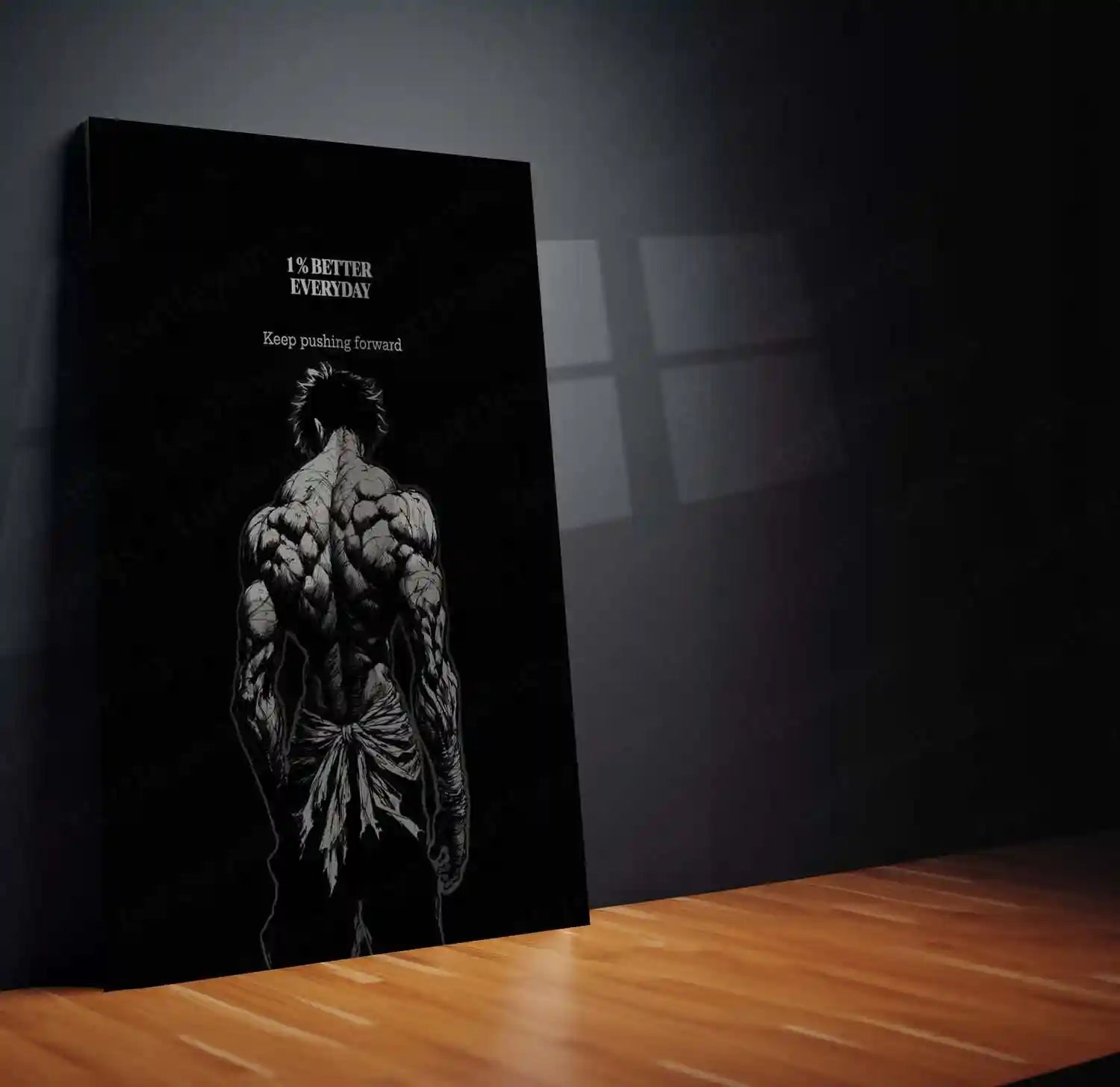 Quote Metal Poster | 1% Better Everyday | Baki Hanma Inspired Metal Frame Relentless Discipline, Brutal Strength & Warrior Mindset Wall Art - TURTLEWINGS 