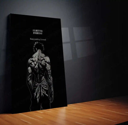 Quote Metal Poster | 1% Better Everyday | Baki Hanma Inspired Metal Frame Relentless Discipline, Brutal Strength & Warrior Mindset Wall Art - TURTLEWINGS 