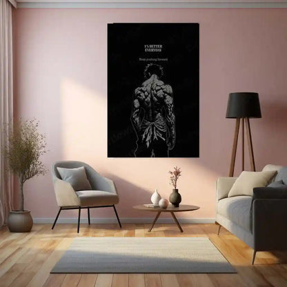 Quote Metal Poster | 1% Better Everyday | Baki Hanma Inspired Metal Frame Relentless Discipline, Brutal Strength & Warrior Mindset Wall Art - TURTLEWINGS 