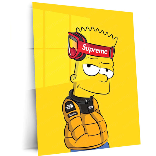 Bart Simpson Supreme Edition – Streetwear Cartoon Wall Art  Hypebeast Pop Culture Metal Frame by TurtleWings