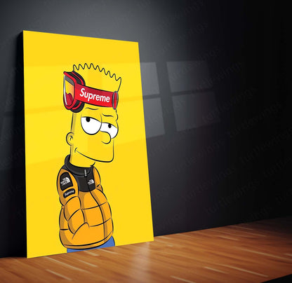 Bart Simpson Supreme Edition – Streetwear Cartoon Wall Art  Hypebeast Pop Culture Metal Frame by TurtleWings