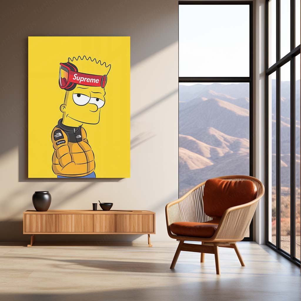 Bart Simpson Supreme Edition – Streetwear Cartoon Wall Art  Hypebeast Pop Culture Metal Frame by TurtleWings
