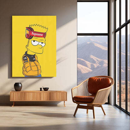 Bart Simpson Supreme Edition – Streetwear Cartoon Wall Art  Hypebeast Pop Culture Metal Frame by TurtleWings