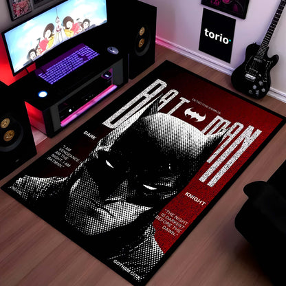 Batman Dark Knight Area Flat Rug | Gotham City Comic Cover Floor Mat | Superhero Gaming Flat Rug for Bedroom, Gaming Room & Batman Fan Decor