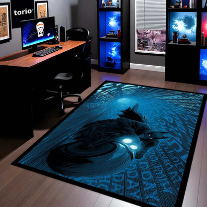 Batman Batcycle Superhero Area Flat Rug | Dark Knight Gotham Gaming Room Floor Decor | Premium DC Inspired Area Flat Rug