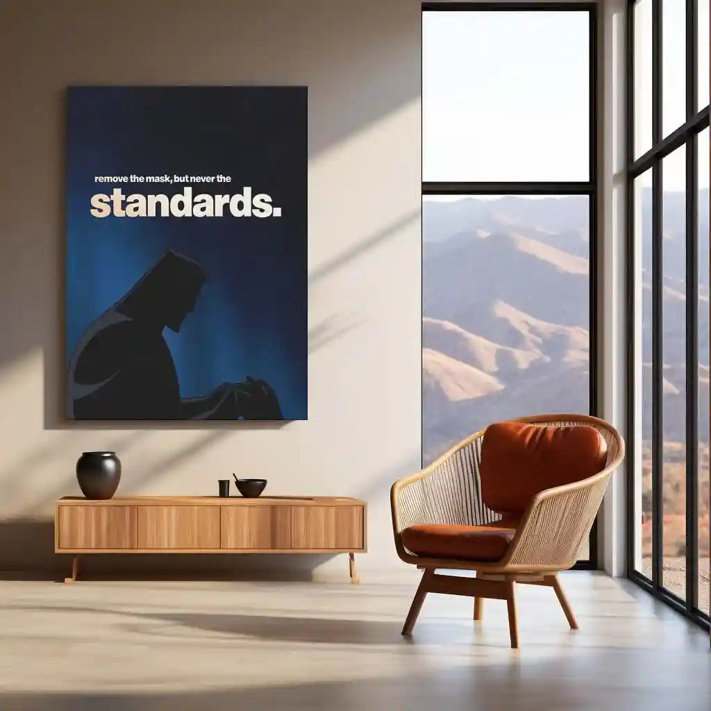 Quote Metal Poster | Batman – Remove the Mask, But Never the Standards | Integrity & Discipline Metal Frame - TURTLEWINGS 