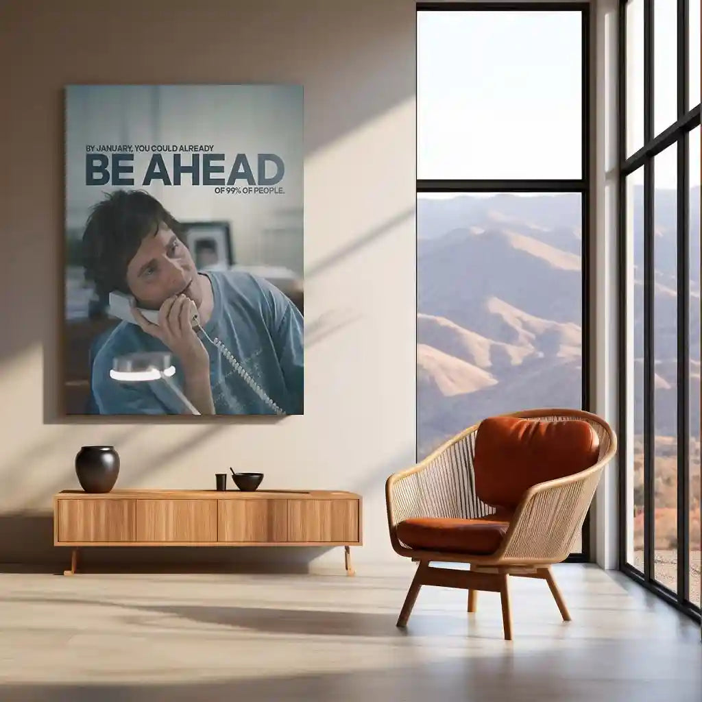 Quote Metal Poster | Christian Bale – Be Ahead of the Crowd Metal Frame Elite Mindset Motivation Wall Art | Outperform Early Quote Metal Poster - TURTLEWINGS