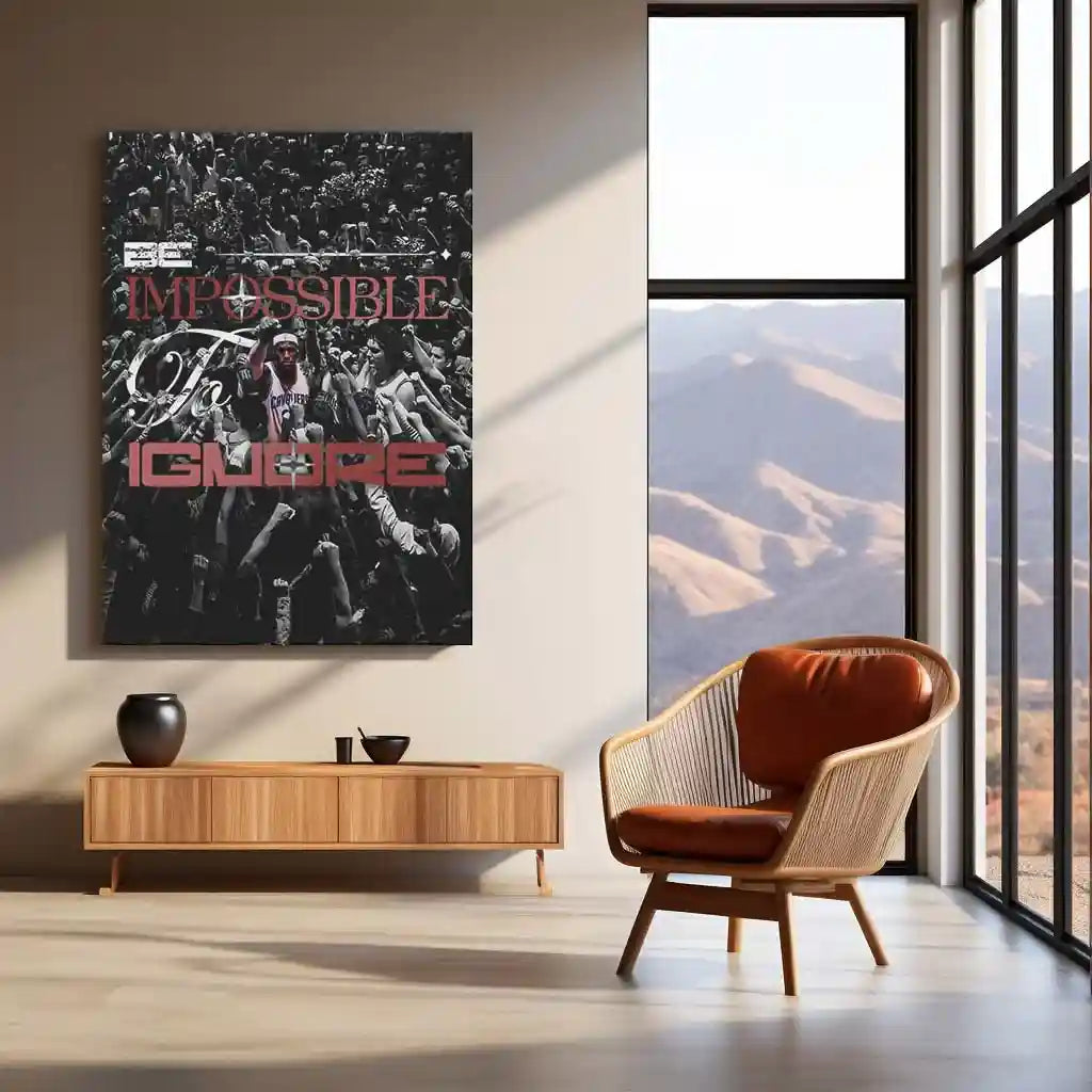 Quote Metal Poster | LeBron James – Be Impossible to Ignore Metal Frame | Elite Dominance Mindset Wall Art | Basketball Motivational Quote Metal Poster - TURTLEWINGS