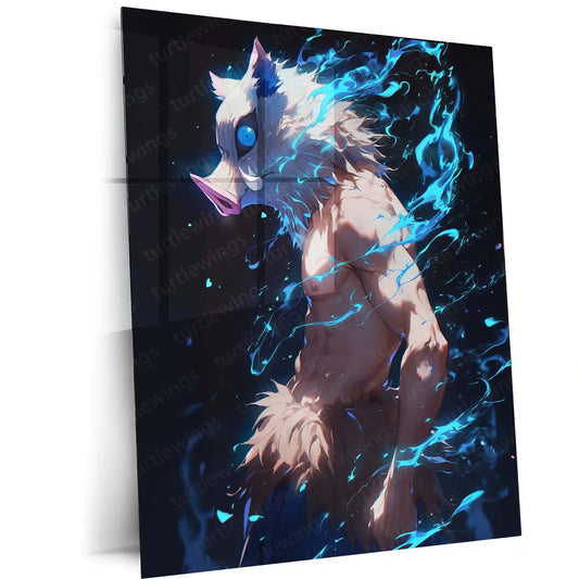 Anime Metal Poster | Beast Breathing Fury – Inosuke Hashibira Demon Slayer Metal Poster | Anime Wall Frame - TURTLEWINGS