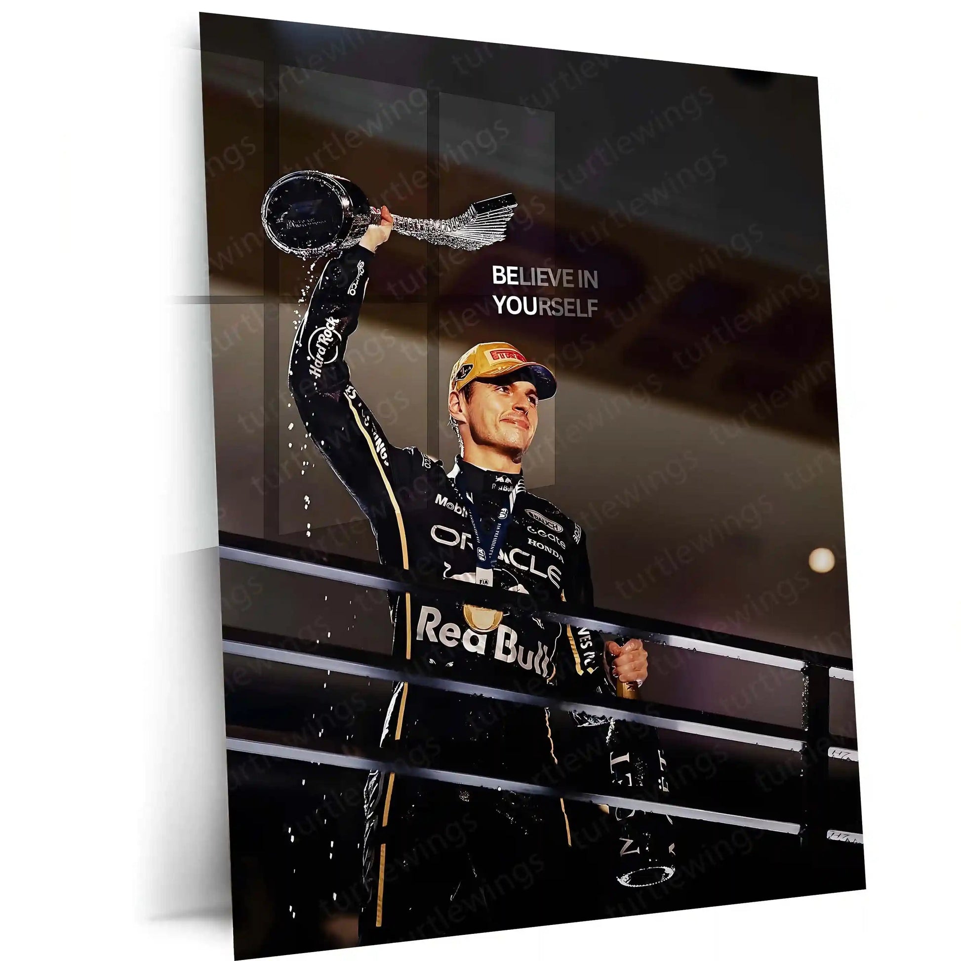 Quote Metal Poster | Las Vegas Grand Prix – Believe in Yourself Metal Frame | F1 Victory Mindset Wall Art | Racing Motivation Quote Metal Poster - TURTLEWINGS