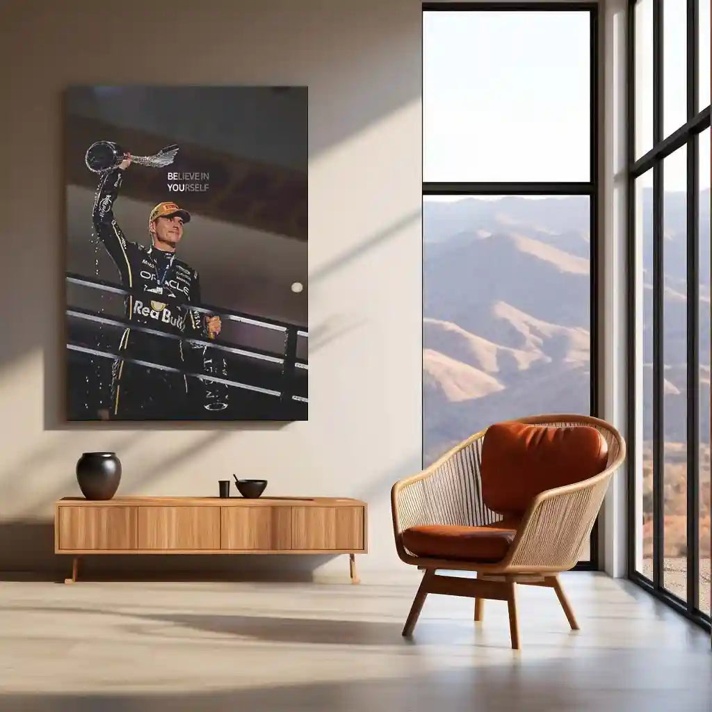 Quote Metal Poster | Las Vegas Grand Prix – Believe in Yourself Metal Frame | F1 Victory Mindset Wall Art | Racing Motivation Quote Metal Poster - TURTLEWINGS