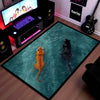 Tiger & Black Panther Area Flat Rug | Wildlife Animal Floor Mat | Aesthetic Jungle Theme Flat Rug for Living Room, Bedroom & Gaming Room | Anti Slip Washable 3 mm Thin Carpet