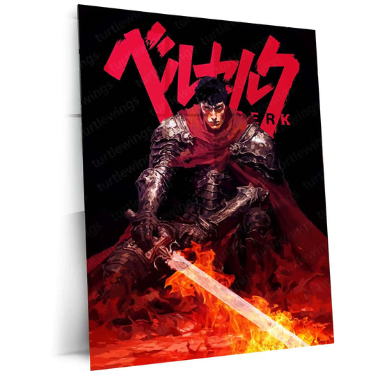 Anime Metal Poster | Berserk Rage Within | Dark Fantasy Anime Metal Frame Fury, Survival & Indomitable Will Wall Art - TURTLEWINGS 