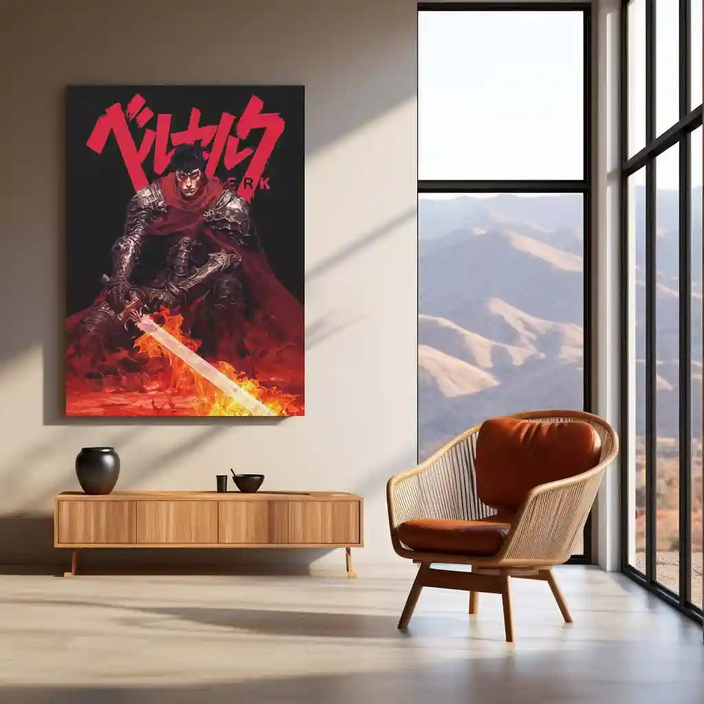 Anime Metal Poster | Berserk Rage Within | Dark Fantasy Anime Metal Frame Fury, Survival & Indomitable Will Wall Art - TURTLEWINGS 