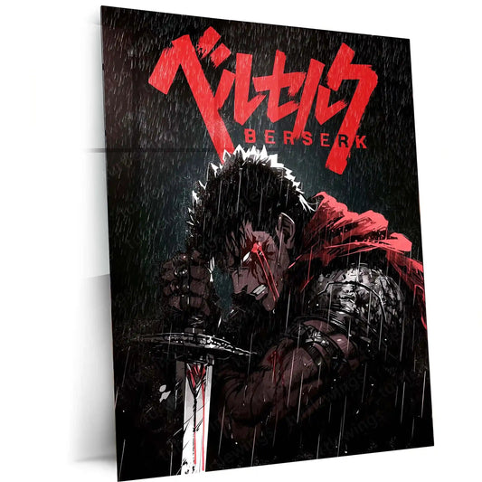 Anime Metal Poster | Berserk Rage Within | Dark Fantasy Anime Metal Frame Fury, Survival & Indomitable Will Wall Art 01 - TURTLEWINGS 