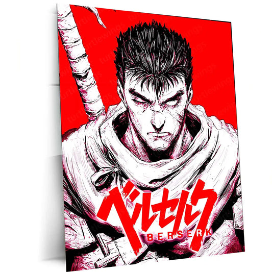Anime Metal Poster | Berserk Rage Within | Dark Fantasy Anime Metal Frame Fury, Survival & Indomitable Will Wall Art 05 - TURTLEWINGS 