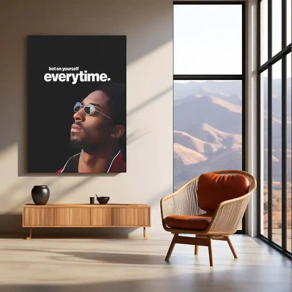 Quote Metal Poster | Kobe Bryant – Bet on Yourself, Everytime Metal Frame Mamba Mentality Self-Belief Wall Art | Relentless Confidence Basketball Quote Metal - TURTLEWINGS 