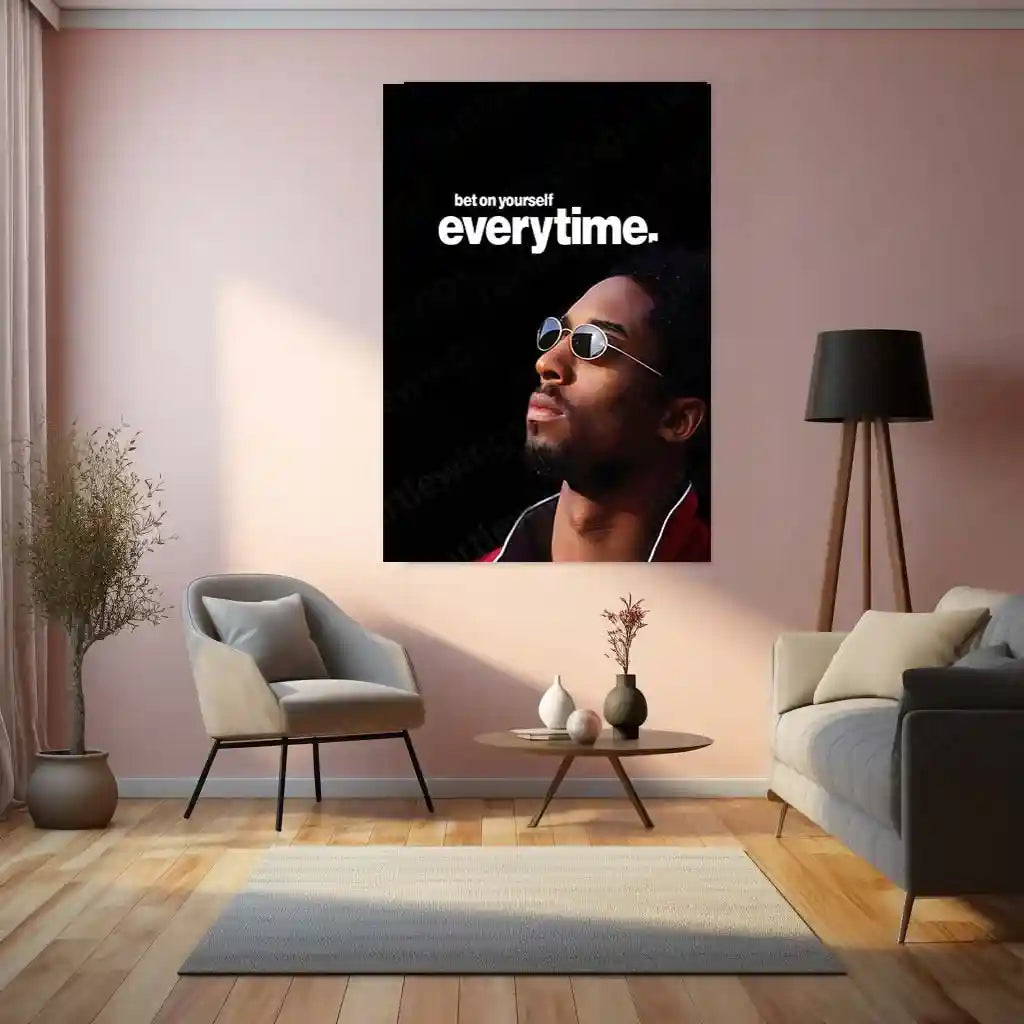 Quote Metal Poster | Kobe Bryant – Bet on Yourself, Everytime Metal Frame Mamba Mentality Self-Belief Wall Art | Relentless Confidence Basketball Quote Metal - TURTLEWINGS 