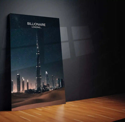 Quote Metal Poster | Billionaire Loading | Wealth Vision, Patience & Long-Term Focus Metal Frame - TURTLEWINGS 